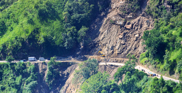 Spreading seeds for greening after landslides