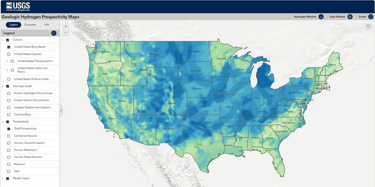  政府機関が米国全土における天然水素発生の可能性を示す地図を公開